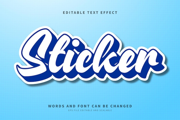 Sticker blue color editable text effect