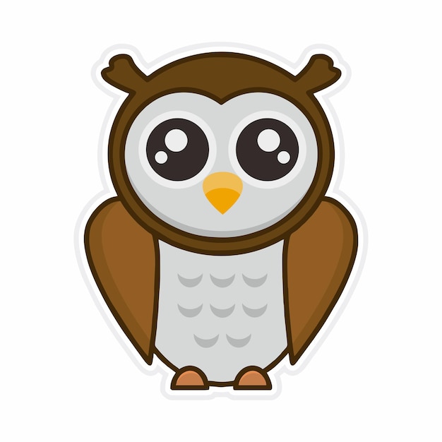 A sticker of a brown owl with a yellow eye.