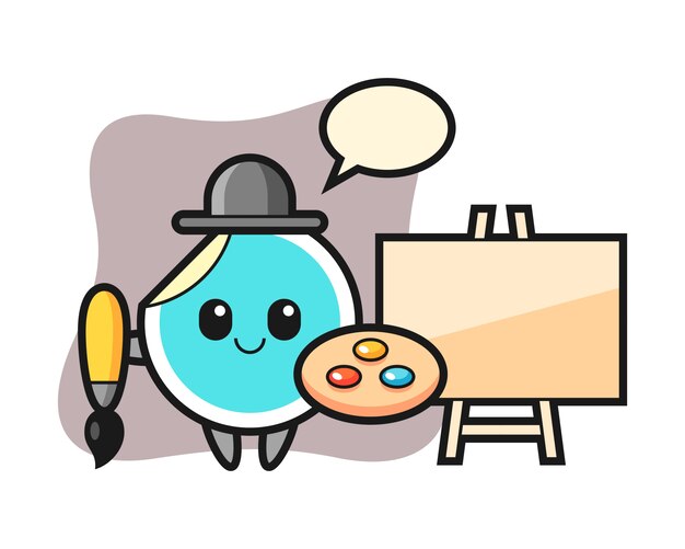 Vector sticker cartoon as a painter