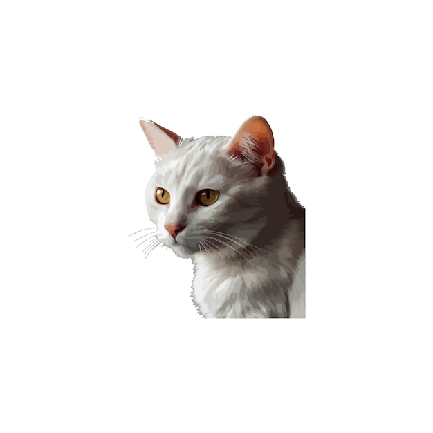 Sticker cartoon of cat white background