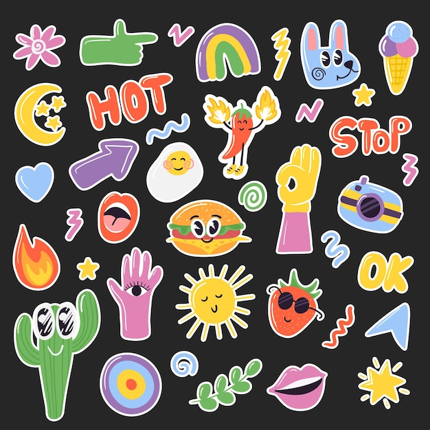 Sticker cartoon set