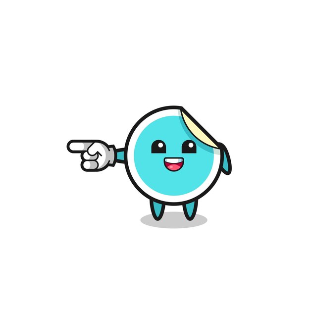 Sticker cartoon with pointing left gesture cute design