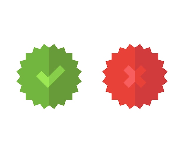 sticker checkmark and cross in flat style vector