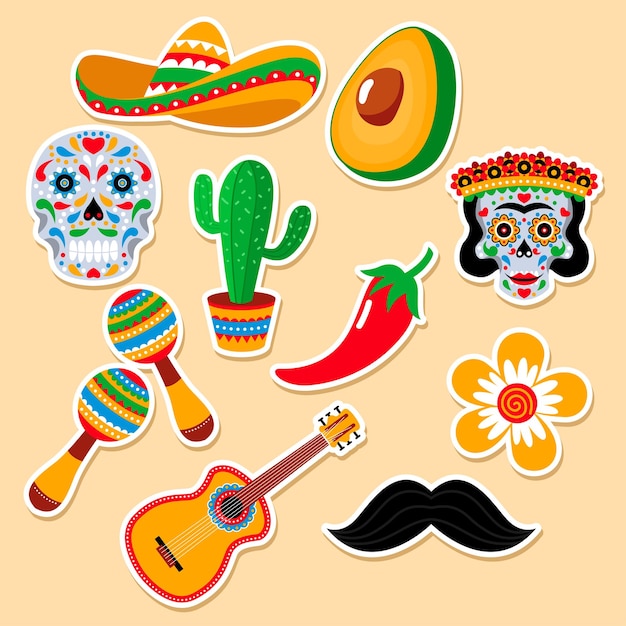 Vector sticker collections of cinco de mayo icons