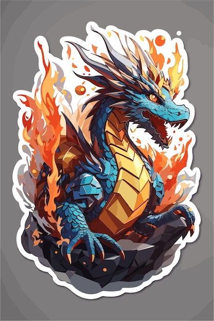 a sticker of cute angry dragon