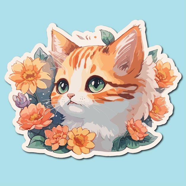 Sticker cute cat head for tshirt