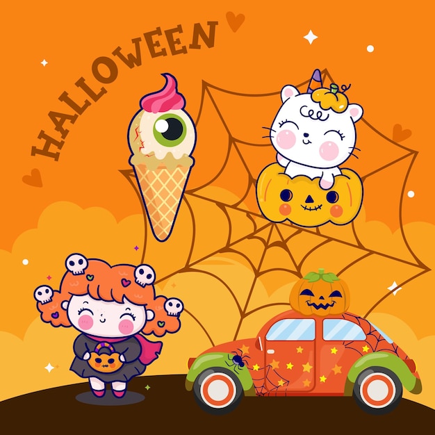 Sticker cute halloween characters i