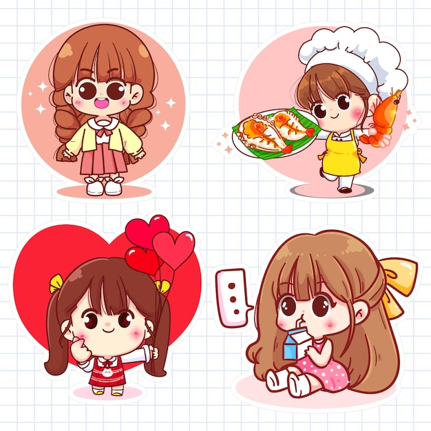 Sticker in decal giay 88 cute girl 20