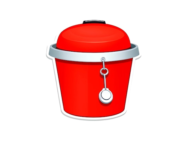 Sticker design with a red bucket isolated vector