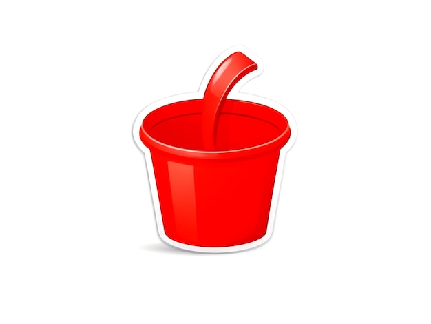 Sticker design with a red bucket isolated vector