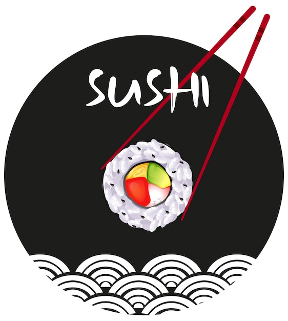 Vector sticker design with sushi