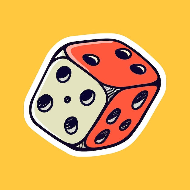 Vector sticker of dice hand drawn concept