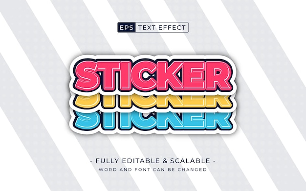 sticker editable text effect colorful 3d style