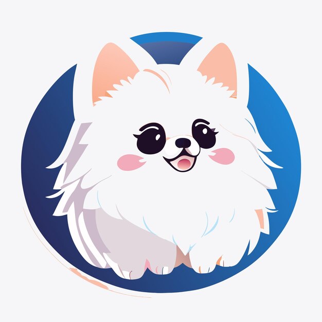 Sticker een schattige schattige witte pomeranian