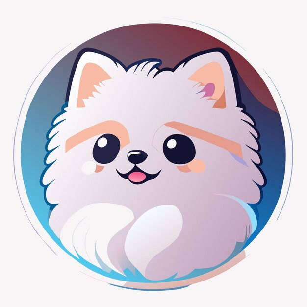 Vector sticker een schattige schattige witte pomeranian