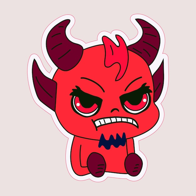 Sticker emoji emoticon emotion happy character sweet hellish entity cute horned devil evil spirit