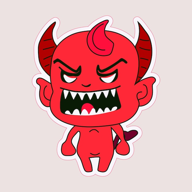 Sticker emoji emoticon emotion happy character sweet hellish entity cute horned devil evil spirit