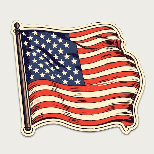 Black & White Tattered USA Flag Sticker 2 Pack - FS2081