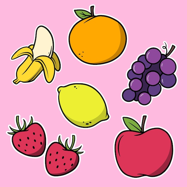 Sticker fruit illustration for kids