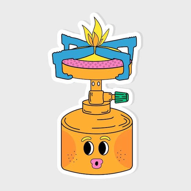 Sticker of a gas tourist burner in orange color y2k
