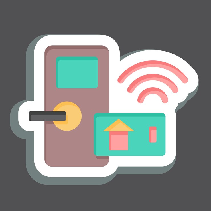 Vector sticker gigital door lock related to smart home symbol