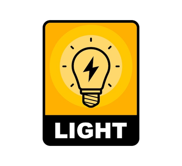 sticker gloeilamp lichtpictogram platte vector illustratie