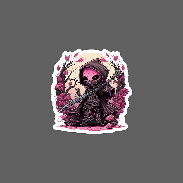 Sticker of Grim Reaper Nix pink