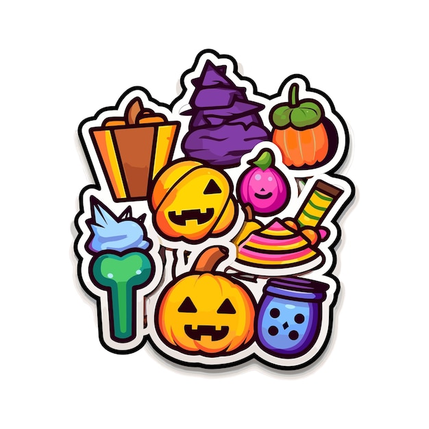 sticker halloween kawaii white background