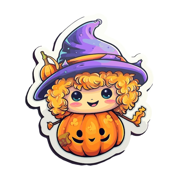 sticker halloween kawaii white background