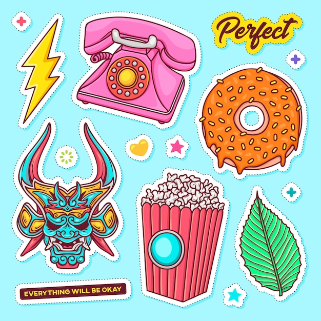 Sticker  hand drawn doodle coloring vector