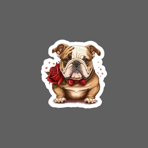 Sticker of happy valentines day french bulldog