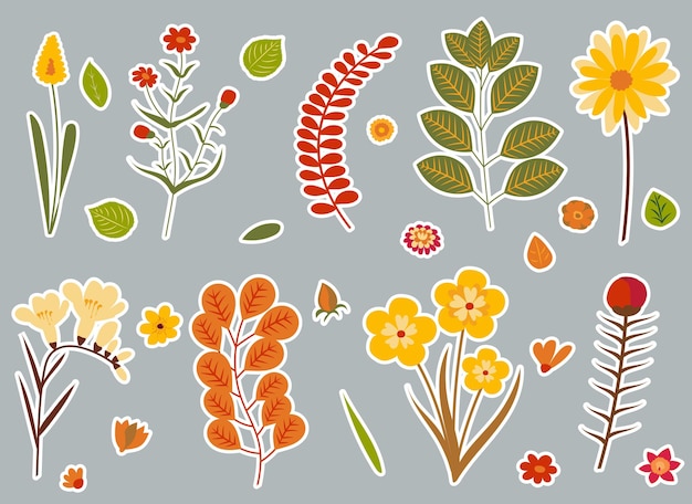 Sticker herfstbloem set in plat design