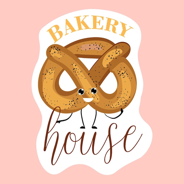 Vector sticker house baking croissant bakery logo vector illustration of bakery and confectionery