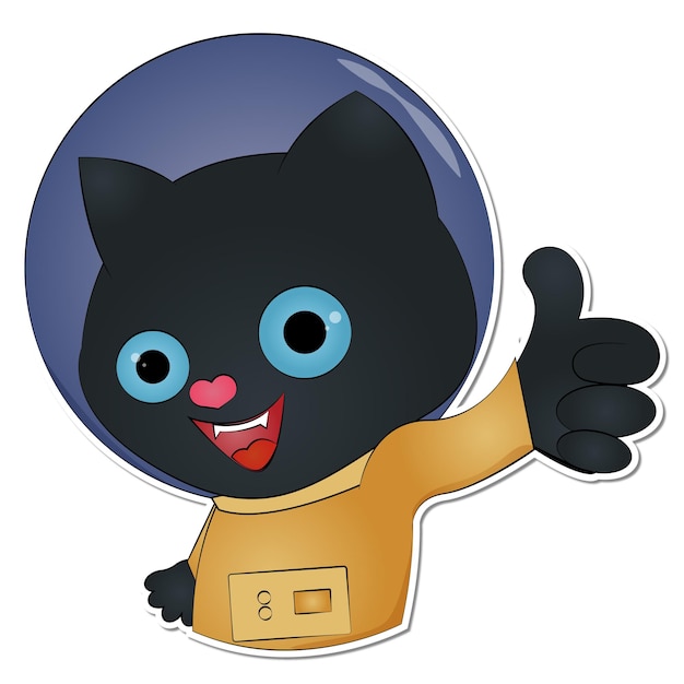 Sticker illustration Cosmonaut cat like emotions