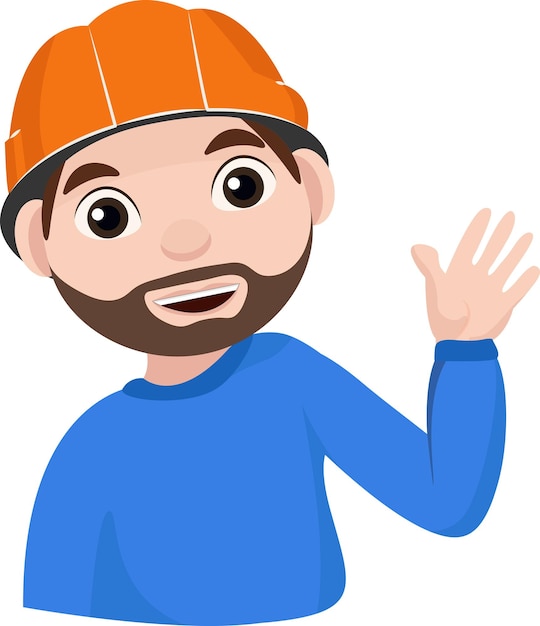 Sticker illustration of man worker builder