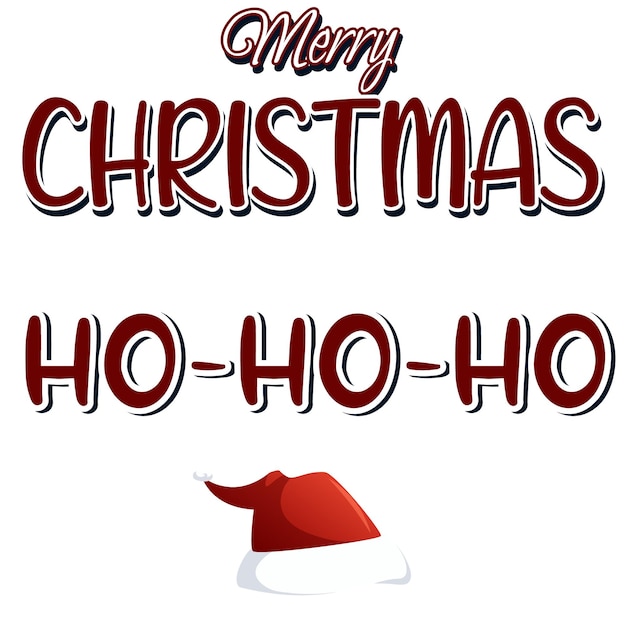 Sticker inscription lettering merry Christmas and hohoho red and white on transparent background