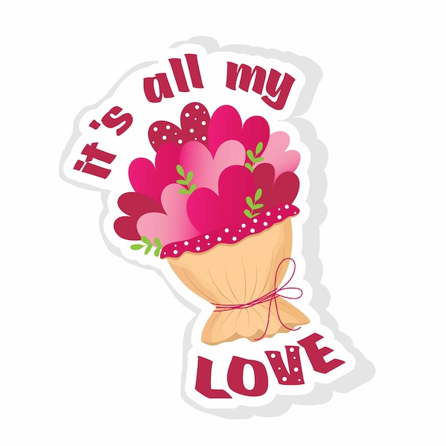 Sticker It all my love Bouquet of hearts