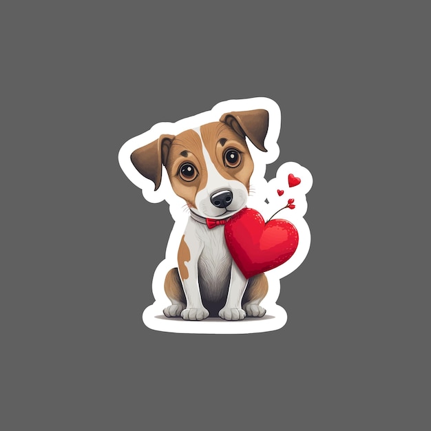 Sticker of jack russell valentine