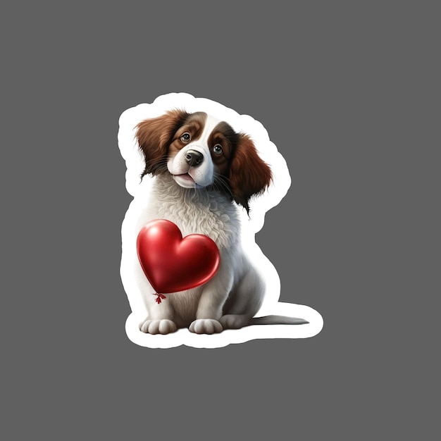 Sticker of Kooikerhondje dog valentine