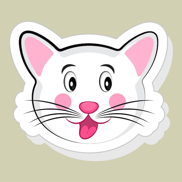 Sticker or label of happy cat