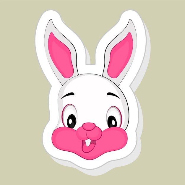 Vector sticker or label of happy rabbit