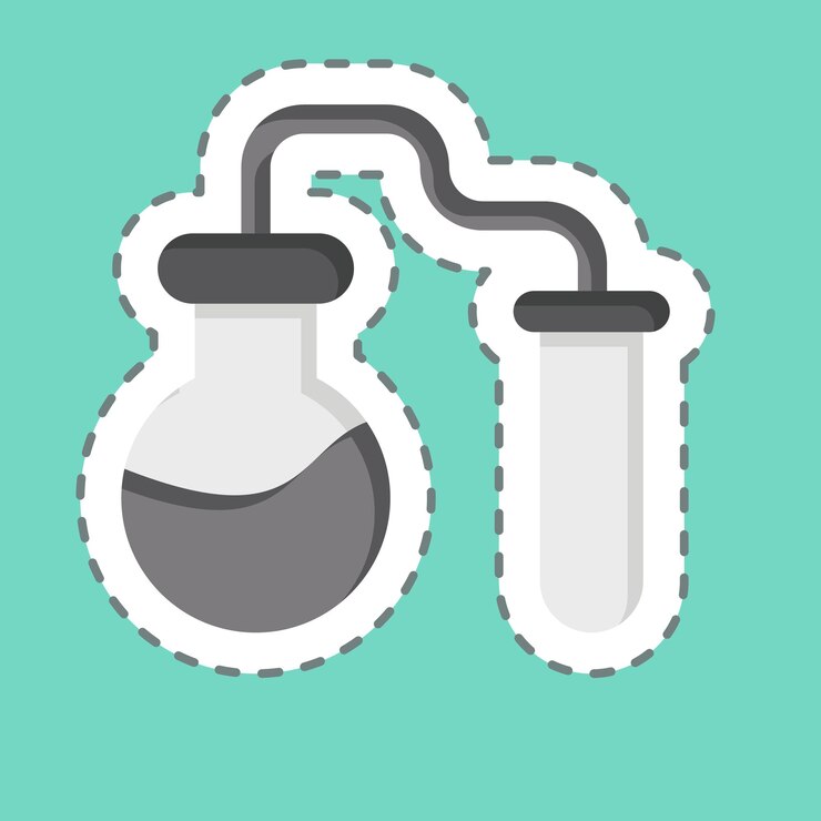 Vector sticker line cut chemical experiments related to biochemistry symbol simple design editable