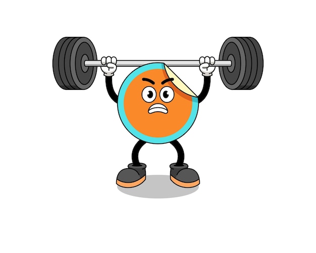 Sticker mascot cartoon lifting a barbell