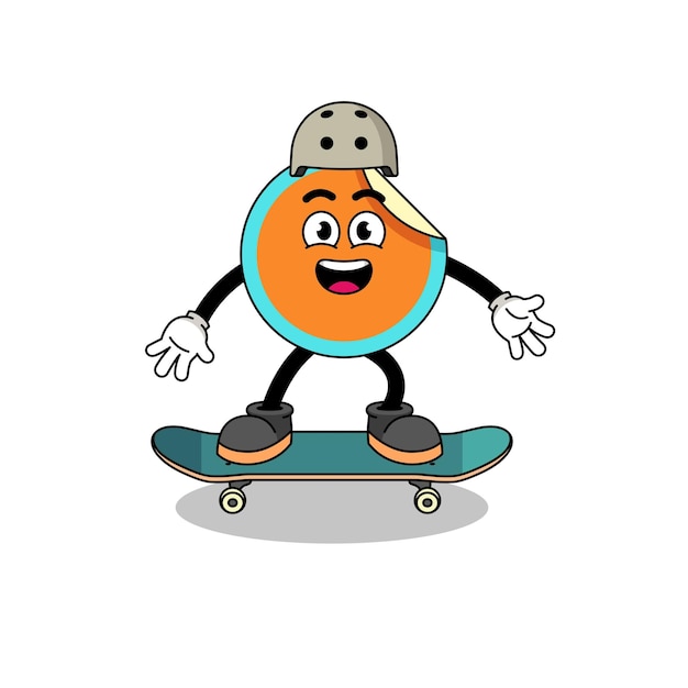 Sticker mascot playing a skateboard