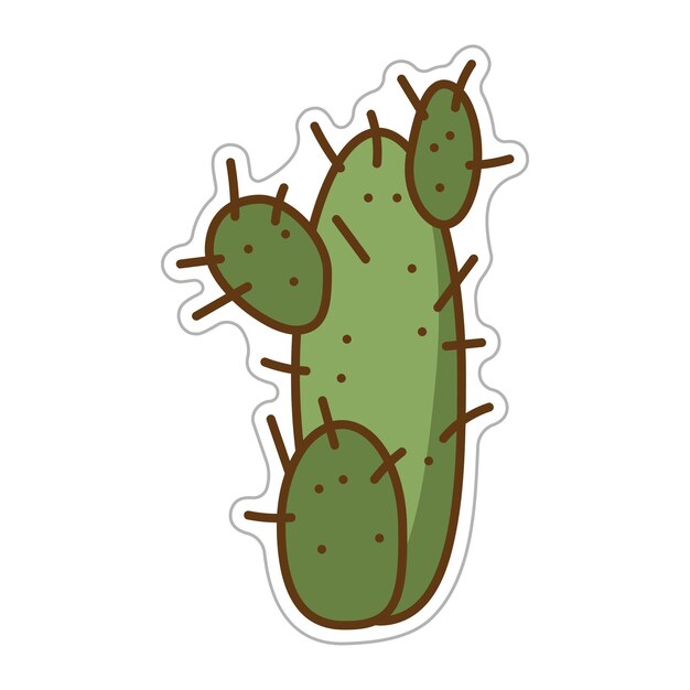 Sticker met cactus Cartoon vector kleur illustratie