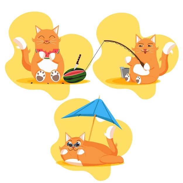 Sticker met kat Sunny kitty Summer timee