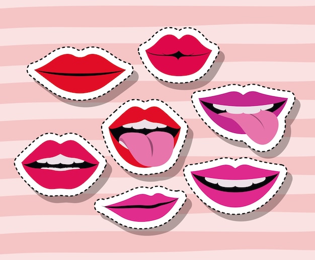 Vector sticker met lippen en mond