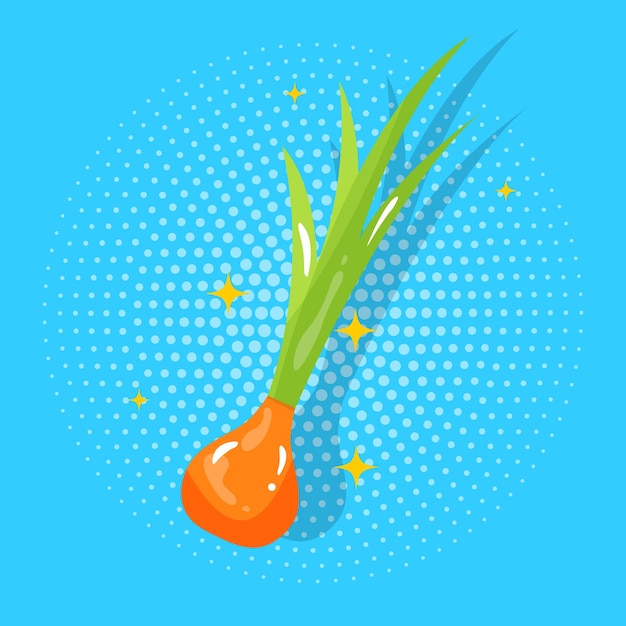 Sticker onion in pop art style