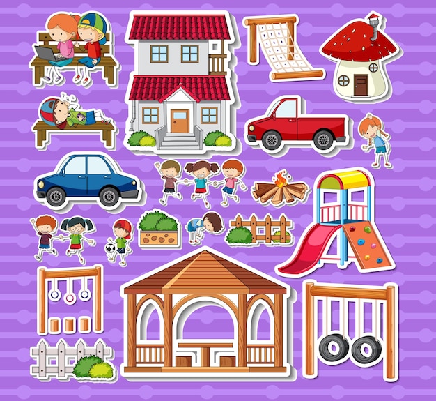 Vector sticker pack of playground objects