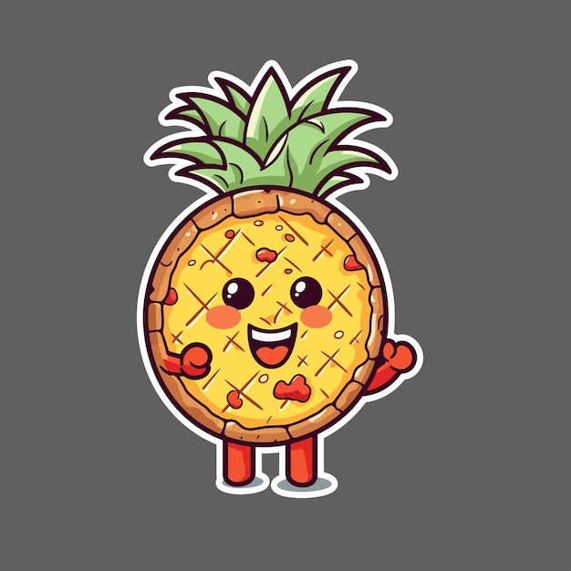 Sticker of pizza with pineapple character